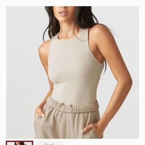 Joah Brown High Neck Ribbed Tank XS/S
